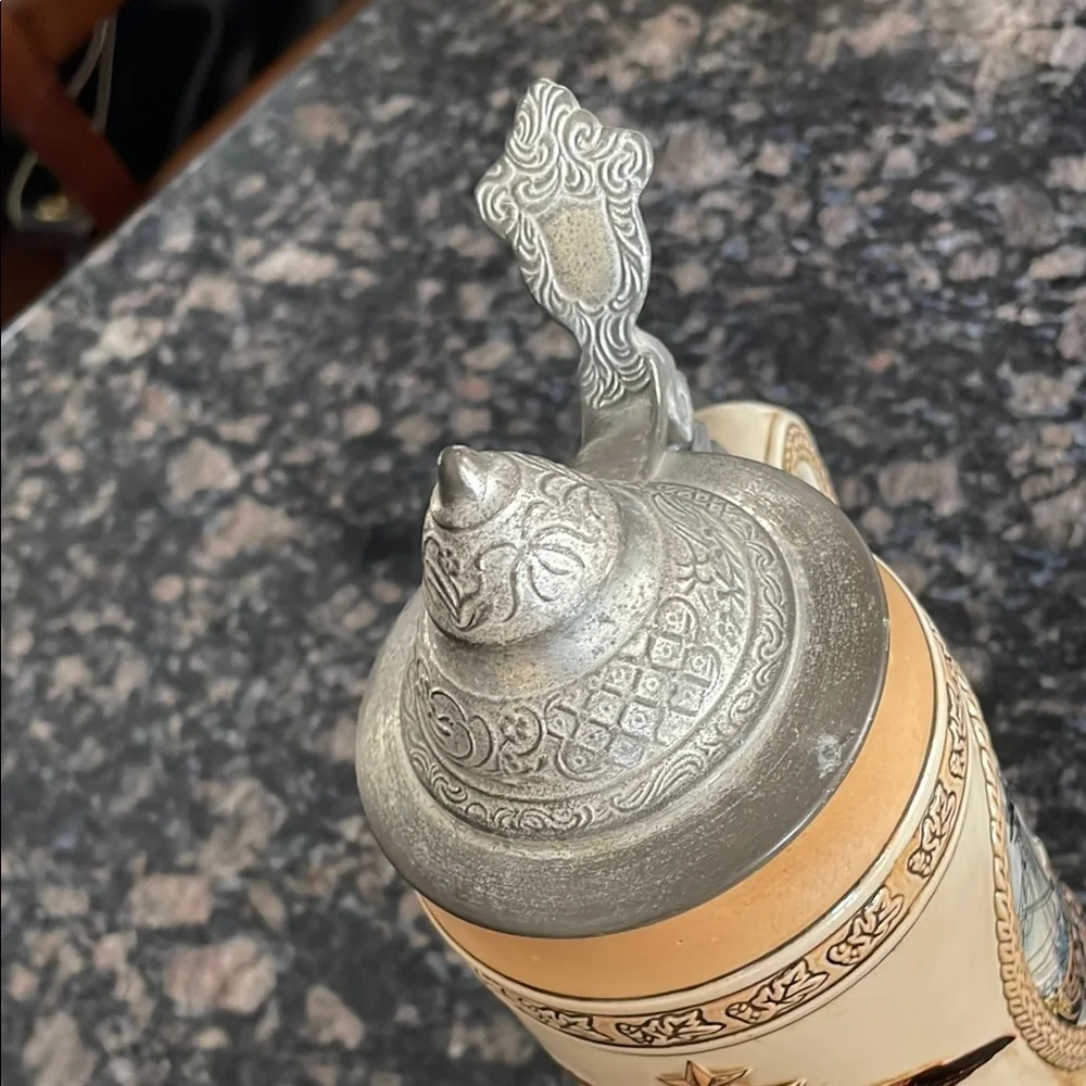 Vintage Beer Stein with Ship Design